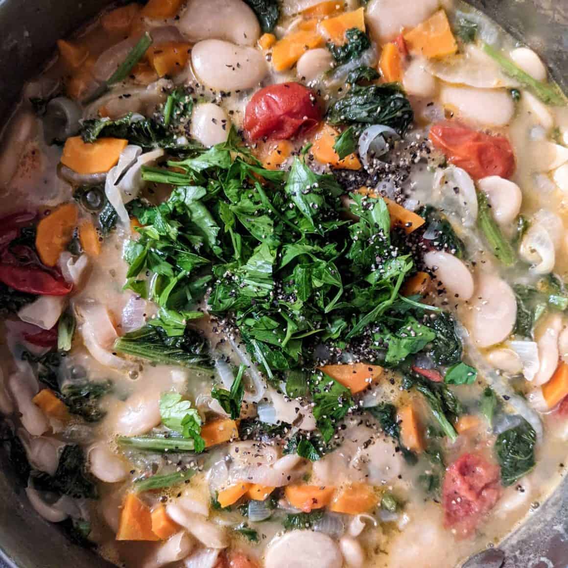 Butter Beans with Tomatoes and Mustard Greens • BITTERTREATS